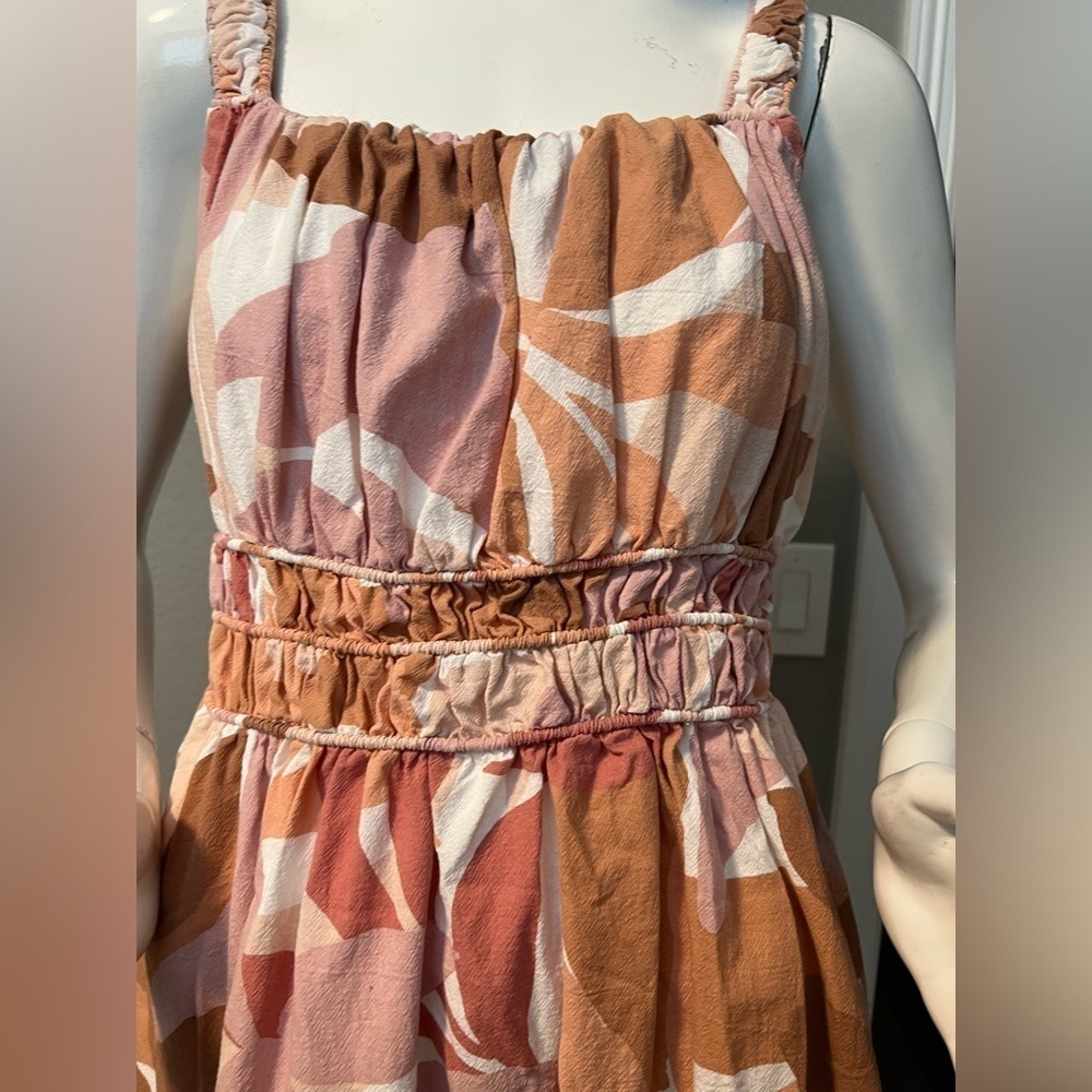Girl In The Sun Spice Leaf Pattern Midi Dress Size L - Picture 7 of 15